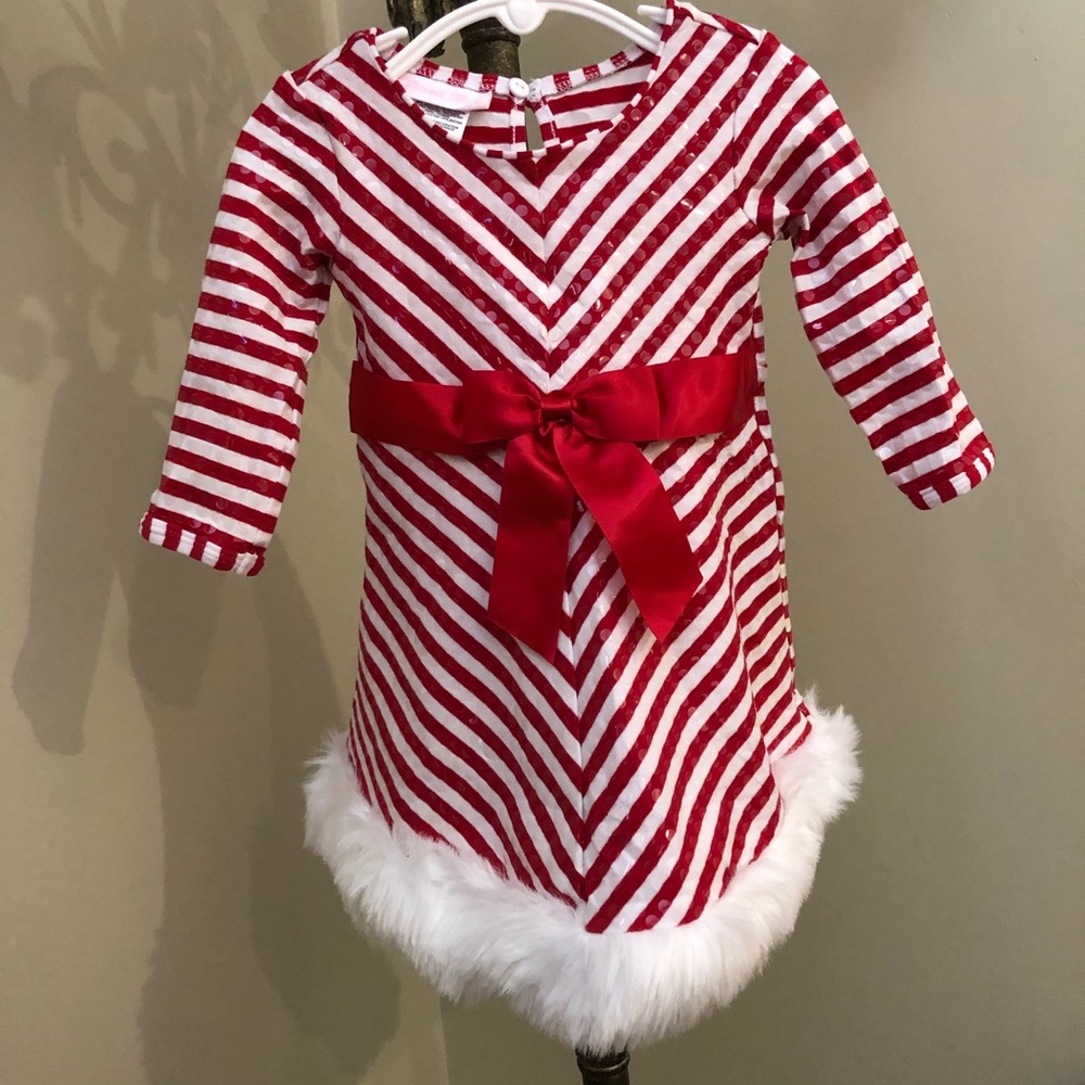 Bonnie Baby Baby Girls Candy Cane Dress
